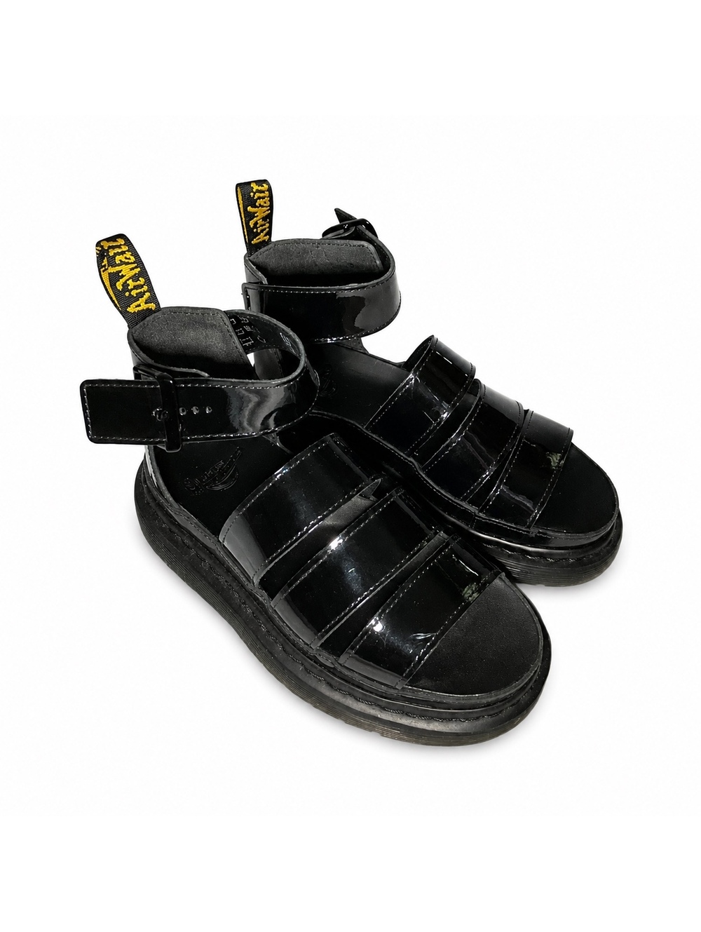 Dr. Martens Clarissa II Black Patent Platform Sandals Size 7 US